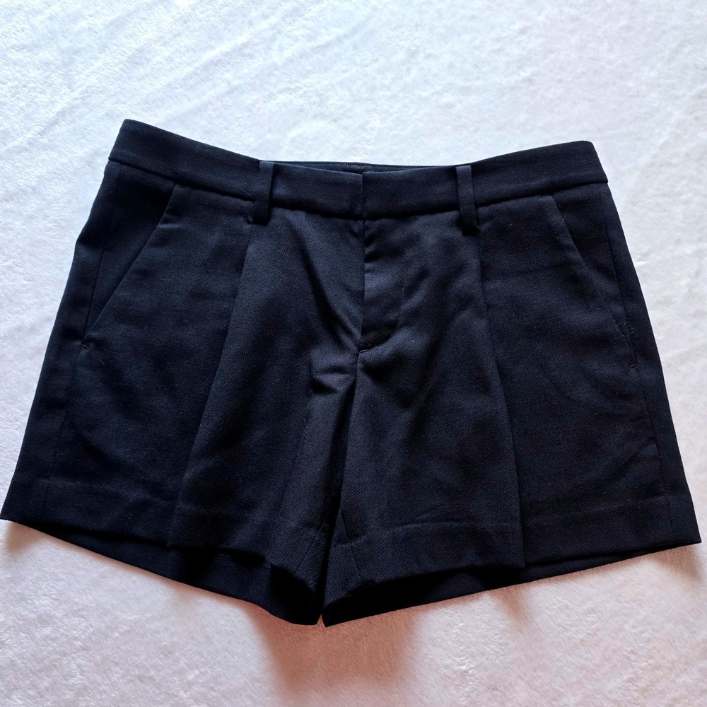 Uniqlo Womens Navy Blue Wool Blend Pleated Tailored Shorts Size 58  221-128889 - Picture 5 of 13